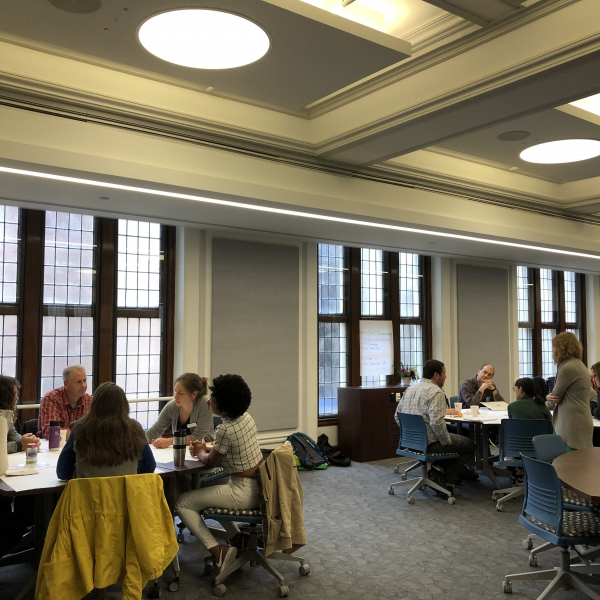 Discussion of environmental campus/community partnerships at the October 2018 World Cafe