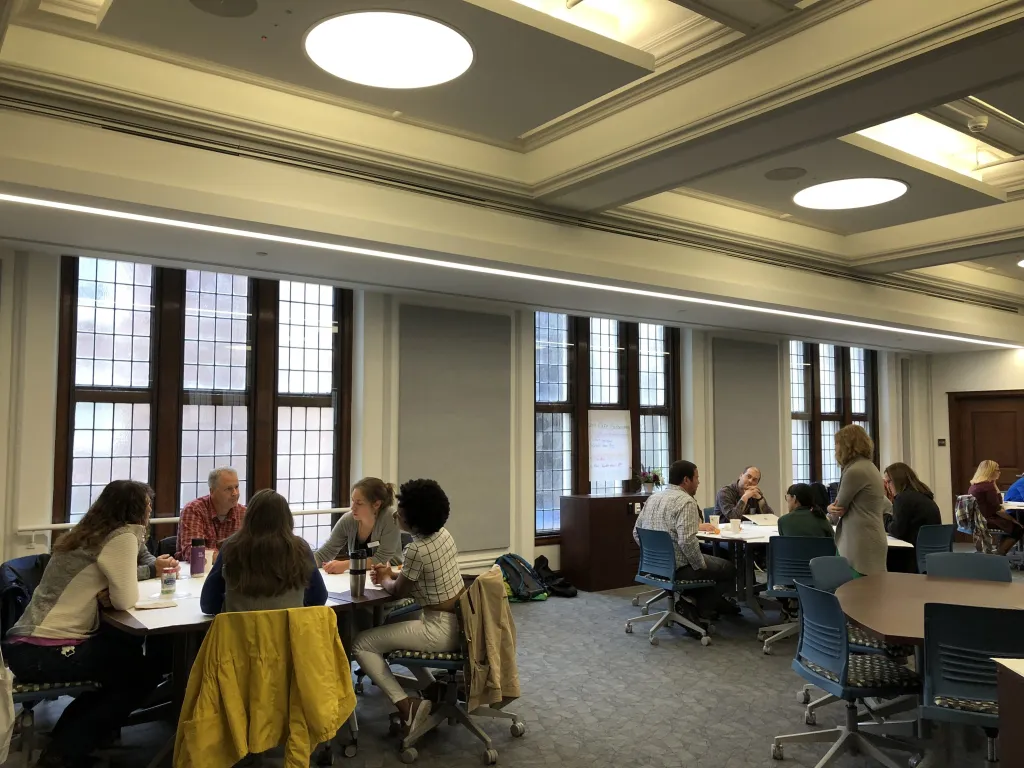 Discussion of environmental campus/community partnerships at the October 2018 World Cafe