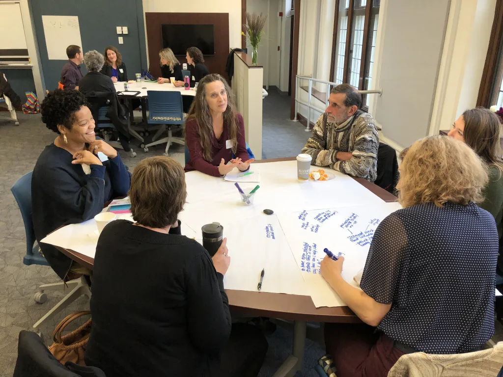 Discussion of environmental campus/community partnerships at October 2018 World Cafe